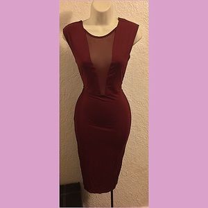 SOLD Sexy Burgundy Mesh Dress